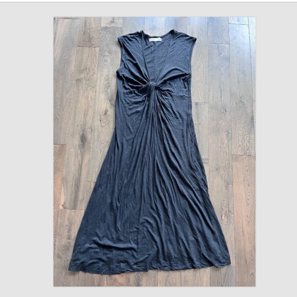 FP Beach Marina Knot Front Maxi Dress Size M Dark Gray Boho Sleeveless - Picture 2 of 7
